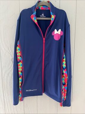 Disney Parks Navy Large Kids Minnie Mouse Zip Swim Jacket - Pink Accent